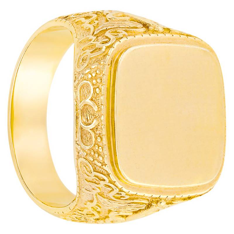 750/1000 Yellow Gold Square Signet Ring with Engravable Caduceus - Imperium