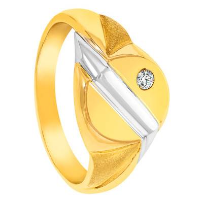 Chevalière Ovale de 10 x 11.5 mm, Or Jaune 375 et zirconium - Imperium
