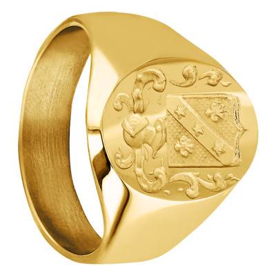 750 Yellow Gold Heraldic Coat of Arms Engraving Signet Ring - Imperium