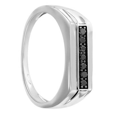 Chevalière Or Blanc 375 & diamants noirs - Imperium