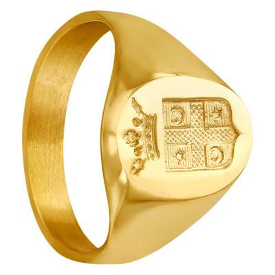 750/1000 Yellow Gold Heraldic Coat of Arms Signet Ring - Imperium