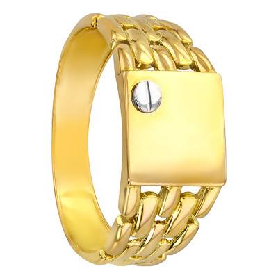 375/1000 Yellow Gold Studded Square Signet Ring, 10 x 10 mm - Imperium