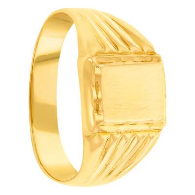 375/1000 Yellow Gold Rectangular Signet Ring, 6.50 x 8.50 mm - Imperium