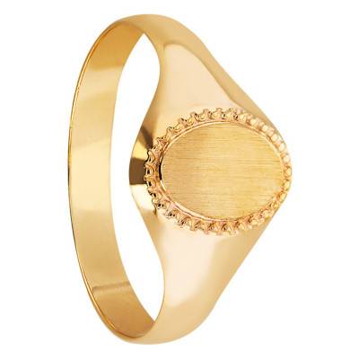 375 Yellow Gold Signet Ring with Beaded Crown, 6 x 9.50 mm - Imperium