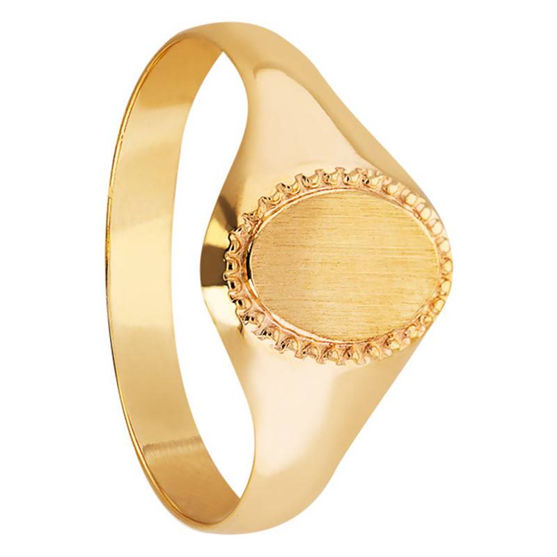 375 Yellow Gold Signet Ring with Beaded Crown, 6 x 9.50 mm - Imperium