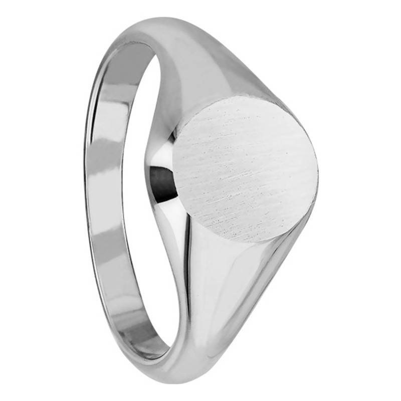 925 Silver Brushed Oval Signet Ring, 8 x 9 mm - Imperium