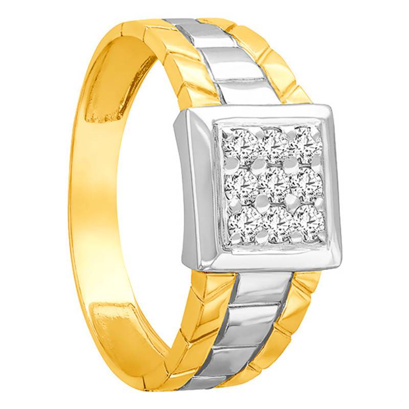 750 Yellow Gold & Zirconium Oxide Square Signet Ring, 10 x 10 mm - Imperium