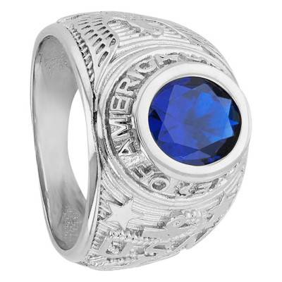 Chevalière universitaire, Argent 925, Oxyde de zirconium bleu - Imperium