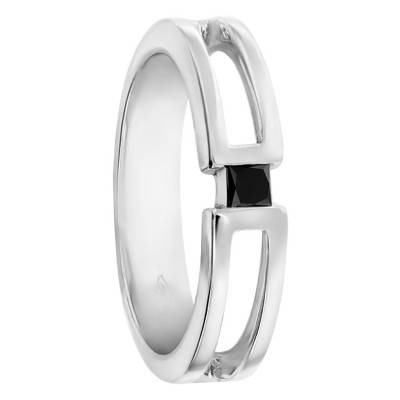 375/1000 White Gold & Black Diamond Signet Ring - Imperium