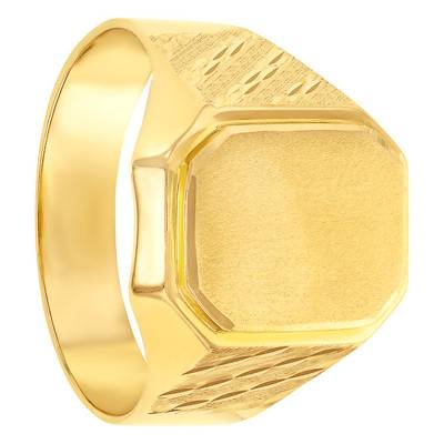 750/1000 Yellow Gold Octagonal Signet Ring, 11 x 14 mm - Imperium