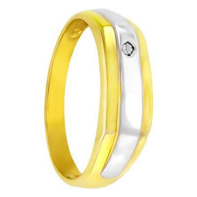750/1000 Two-Tone Gold Domed Diamond Signet Ring - Imperium