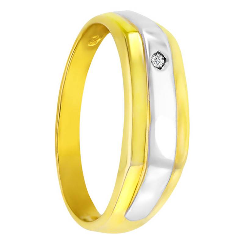 750/1000 Two-Tone Gold Domed Diamond Signet Ring - Imperium