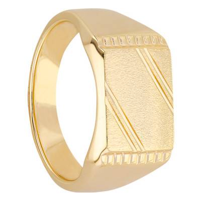 Gold-Plated Grooved Signet Ring - Imperium