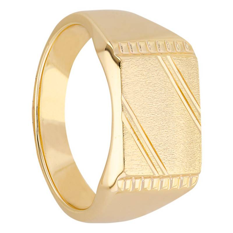 Gold-Plated Grooved Signet Ring - Imperium