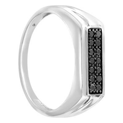 750/1000 White Gold & Black Diamond Signet Ring - Imperium