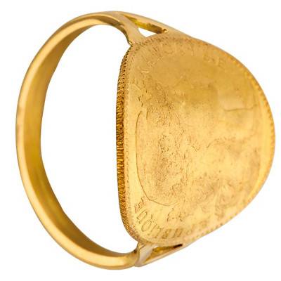 750/1000 Yellow Gold Signet Ring 10F Marianne Coq - Imperium