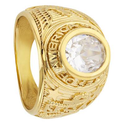 Chevalière universitaire Or Jaune 375 ou 750, oxyde de zirconium blanc - Imperium