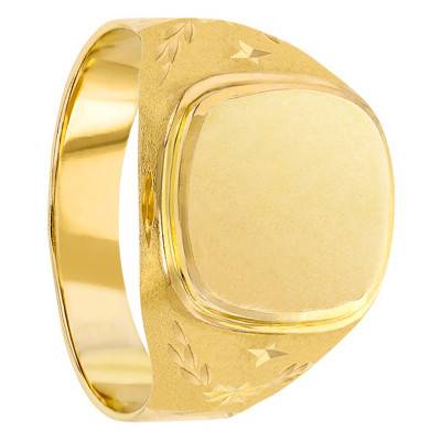 375/1000 Yellow Gold Square Signet Ring, 12 x 12 mm - Imperium