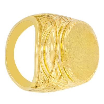 Yellow Gold Oval Bezel with Chiseled Frame - Imperium