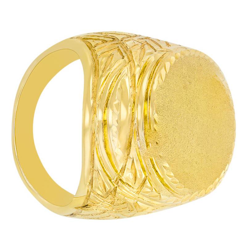 Yellow Gold Oval Bezel with Chiseled Frame - Imperium