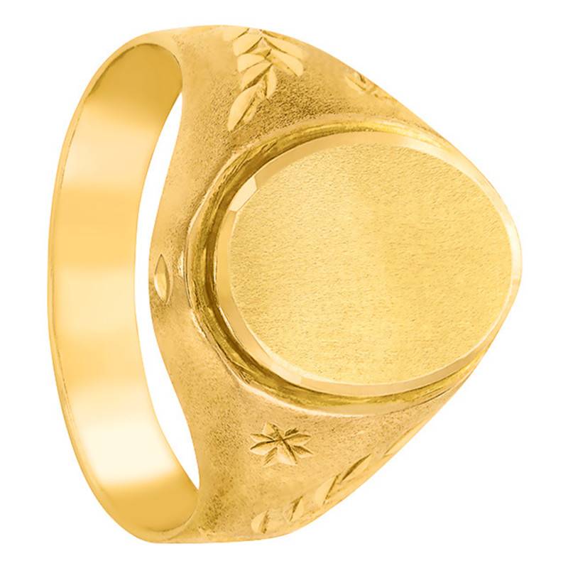 750/1000 Yellow Gold Oval Signet Ring, 11 x 14.50 mm - Imperium