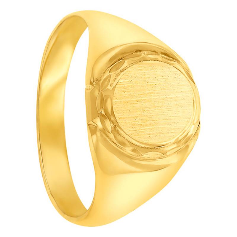 375/1000 Yellow Gold Oval Chiseled Signet Ring, 7 x 8 mm - Imperium