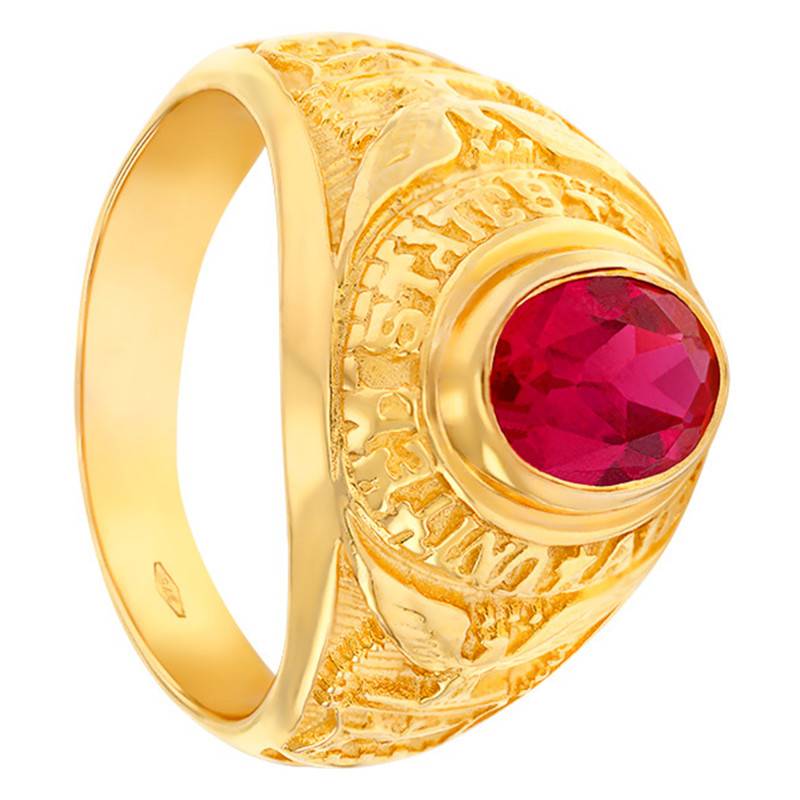 375/1000 Yellow Gold & Synthetic Ruby Académie Signet Ring - Imperium