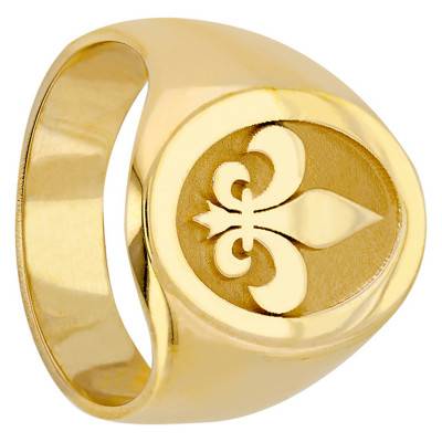 Chevalière ovale Fleur de Lys en Or Jaune 750 - Imperium