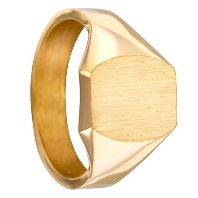 Brushed 750 Yellow Gold Barrel Signet Ring, 13 x 12 mm - Imperium