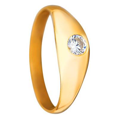Chevalière bombée, Or Jaune 750 et zirconium - Imperium