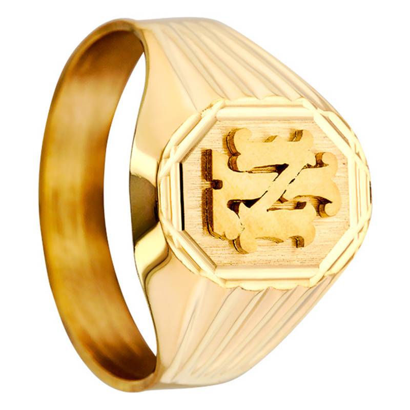 Imperium Gothic Initials Octagonal Yellow Gold 750/1000 Signet Ring, 11 x 13 mm - Imperium