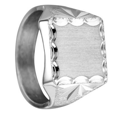 Chevalière Bords Facettés 14 x 14 mm, Argent Massif - Imperium