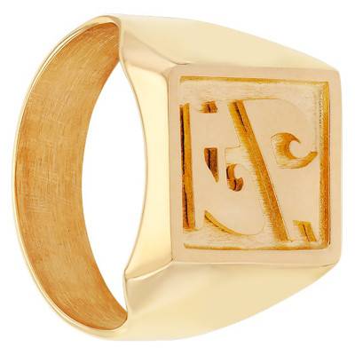 Chevalière Plateau Carré 12x12 mm, Or Jaune 750 - Imperium