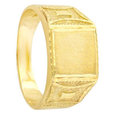 Yellow Gold Rectangular Signet Ring With Square Motif - Imperium