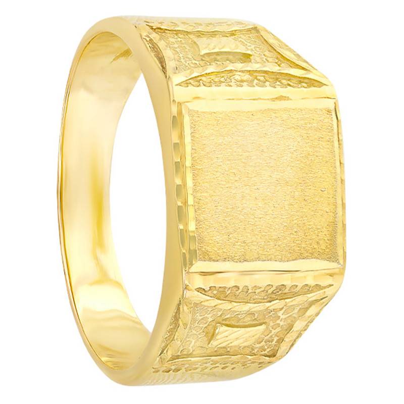 Yellow Gold Rectangular Signet Ring With Square Motif - Imperium