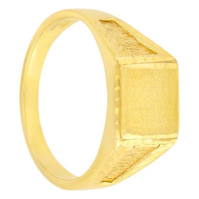750/1000 Yellow Gold Chiseled Signet Ring - Imperium