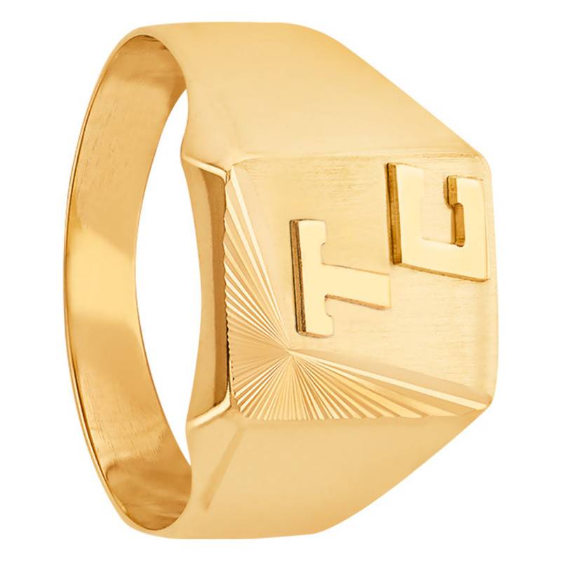 375/1000 (9K) Yellow Gold Signet Ring with Initials, 10.50 x 13 mm - Imperium