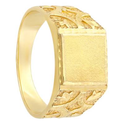 Yellow Gold Star Motif Signet Ring - Imperium