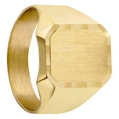 375 Yellow Gold Brushed Rectangle Signet Ring, 12 x 15 mm - Imperium