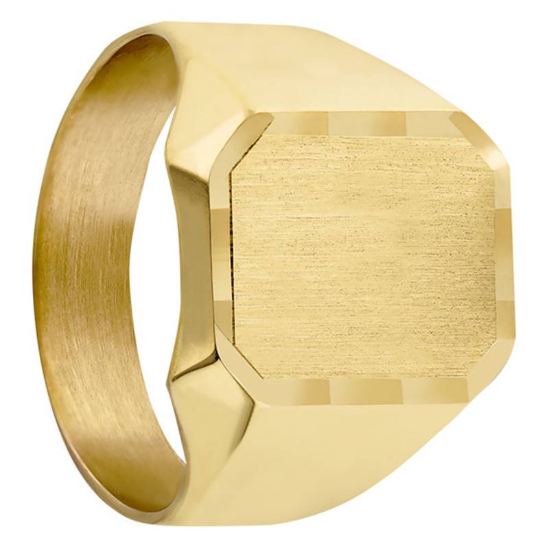 375 Yellow Gold Brushed Rectangle Signet Ring, 12 x 15 mm - Imperium