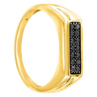 Chevalière Or Jaune 750 & diamants noirs - Imperium