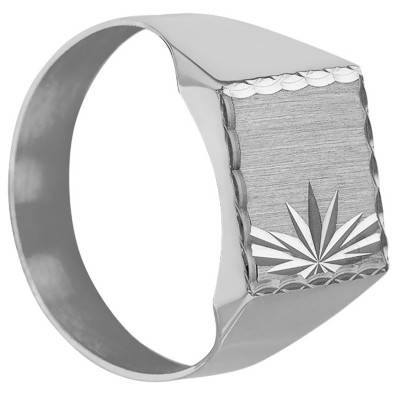 375/1000 White Gold Square Chiseled Signet Ring, 11 x 11 mm - Imperium