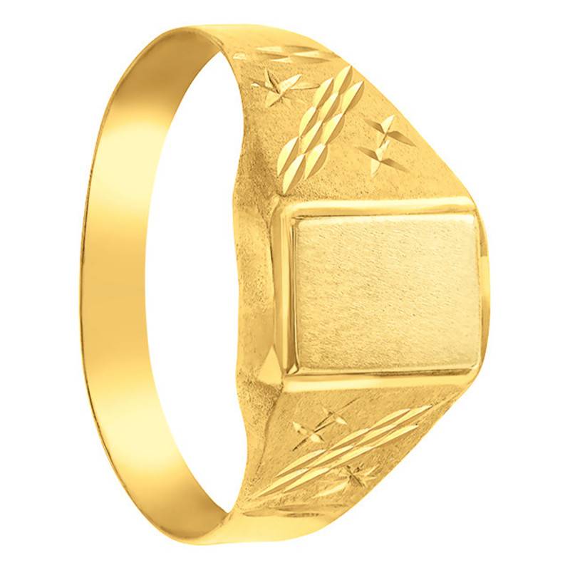 750/1000 Yellow Gold Rectangular Signet Ring, 5.50 x 8 mm - Imperium