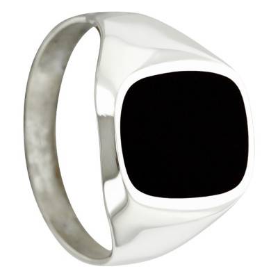 18K White Gold & Onyx Rectangular Signet Ring 13 x 10 mm - Imperium