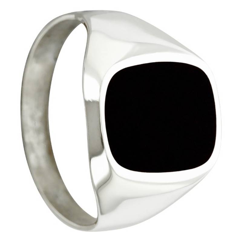 18K White Gold & Onyx Rectangular Signet Ring 13 x 10 mm - Imperium