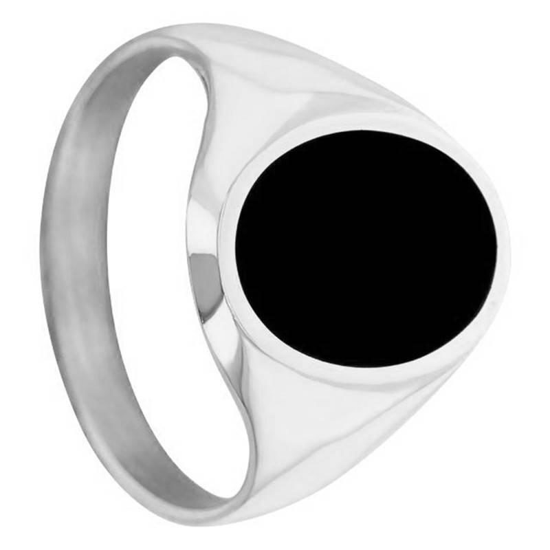 750 White Gold & Onyx Signet Ring, 10 x 13 mm - Imperium