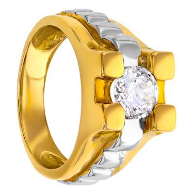 Chevalière Carrée 11 x 11 mm, en Or Jaune 750 et zirconium - Imperium
