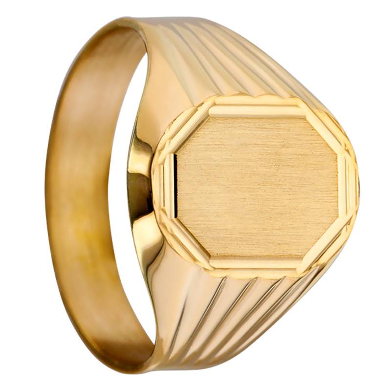 750/1000 Yellow Gold Octagonal Signet Ring, 11 x 13 mm - Imperium
