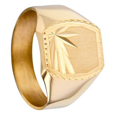 Shooting Star Signet Ring in 750 Yellow Gold, 12 x 13 mm - Imperium