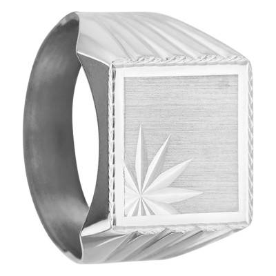 750 White Gold Faceted Square Signet Ring, 14 x 14 mm - Imperium
